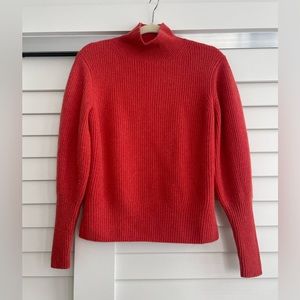 Lafayette 148 coral red color cashmere mock turtleneck sweater M